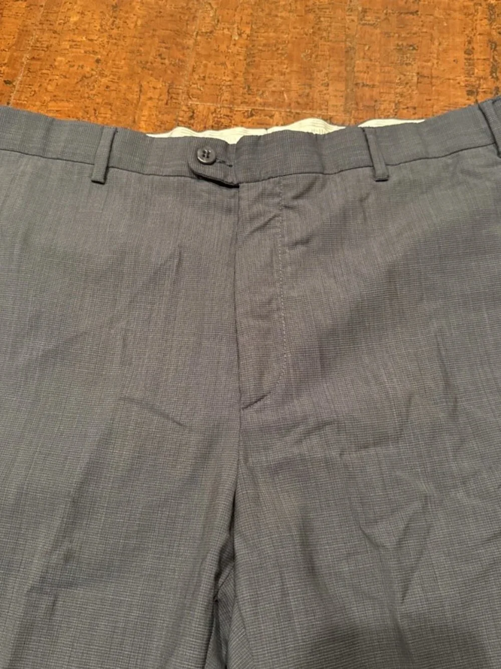 Zanella Men’s 38X31 Blue Todd Flat Front Classic Dress Pants Wool Trousers